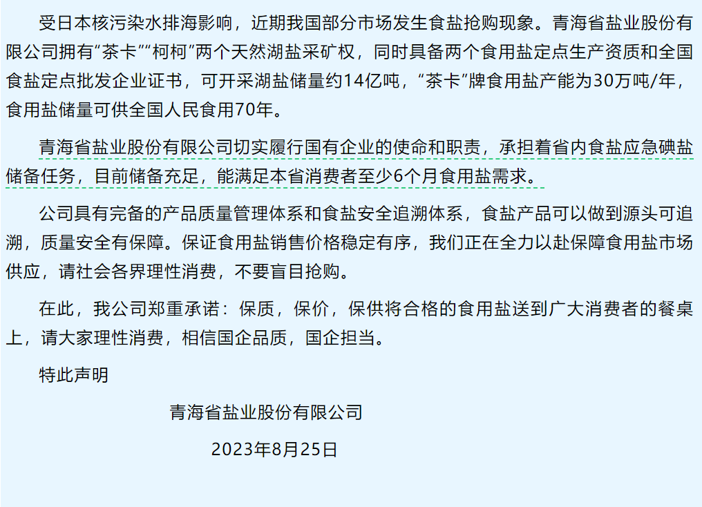 真别囤了!茶卡盐湖食用盐储量够全国吃70年(图1) 1.png