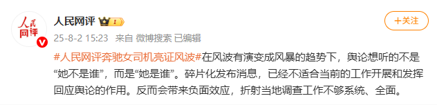 人民网评“奔驰女司机亮证”:舆论想听的是“她是谁”(图1) 图片